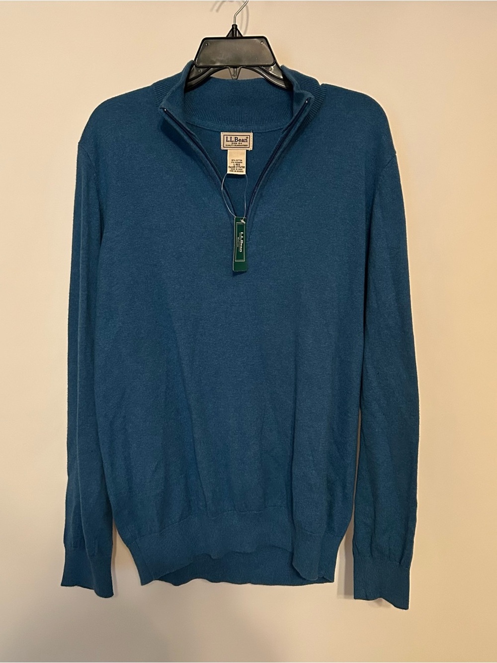 L.L. Bean Men's Teal Zip-Neck Sweater